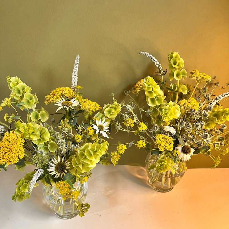 Funeral flowers in green and gold for a Green Bay Packers fan